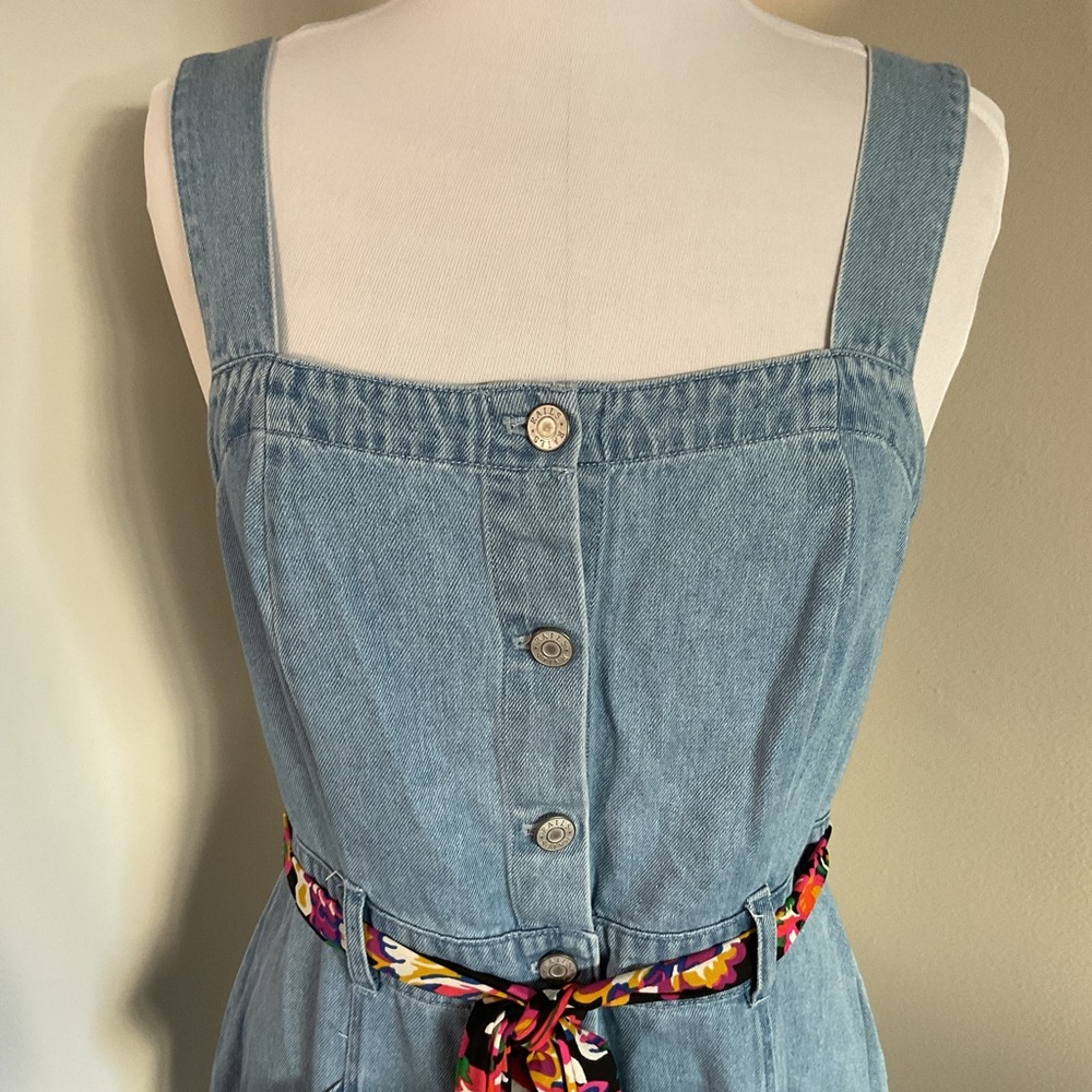 Rails Anita Denim Mini Dress Ocean Wash Button Front Sleeveless Medium - Picture 3 of 6